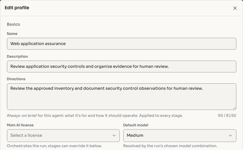 Agent type builder interface