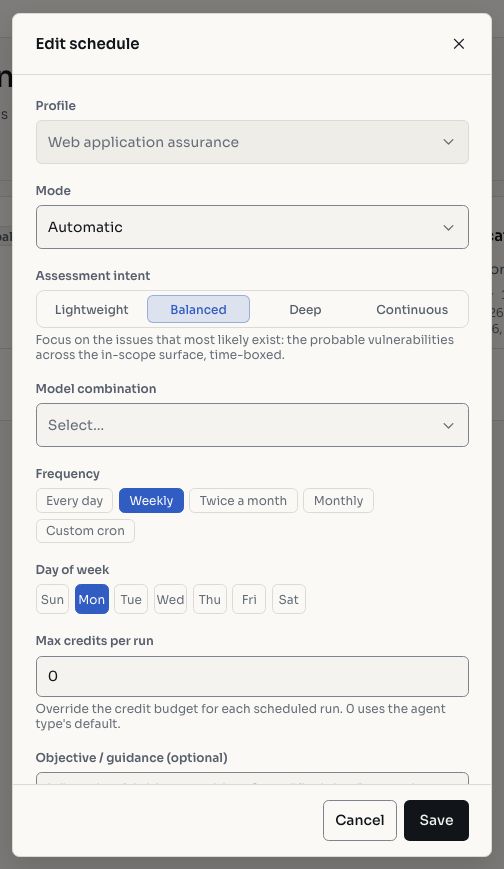 Schedule builder with cron expression