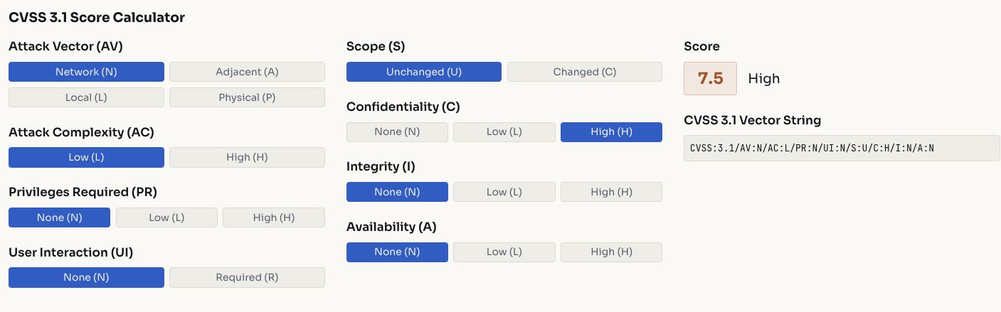 CVSS score calculator