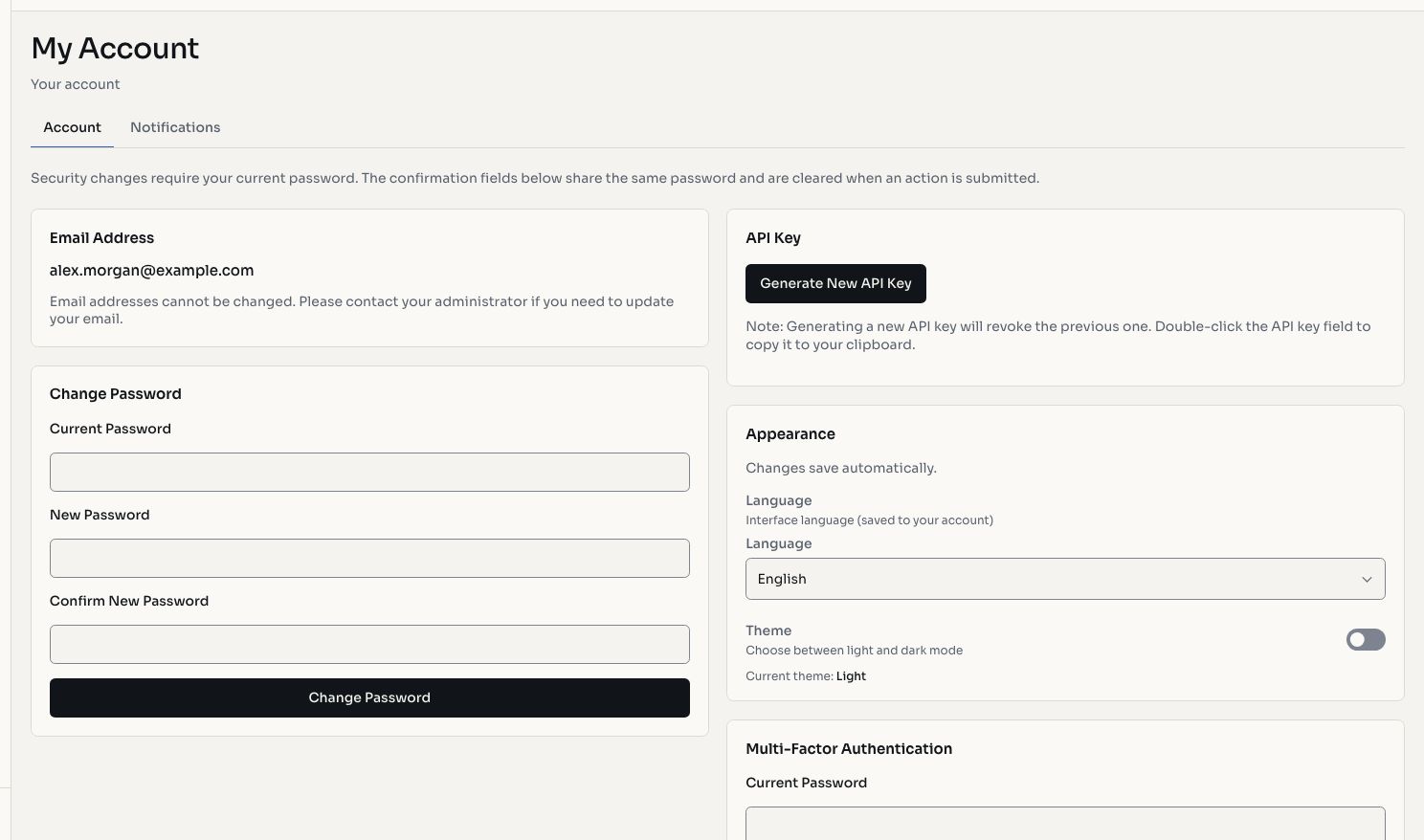 My Account page