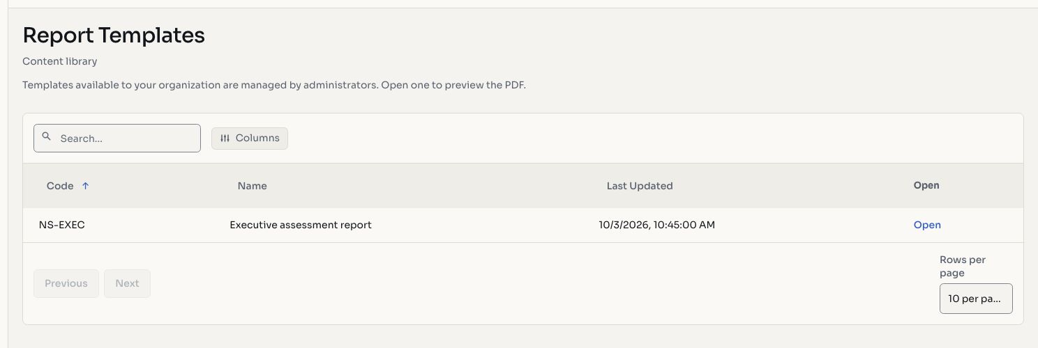 Report template library